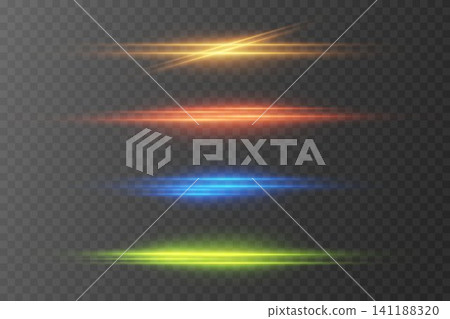 Several abstract glowing light streaks with speed and motion blur effect on transparent background Several abstract glowing light streaks with speed and motion blur effect on transparent background 141188320