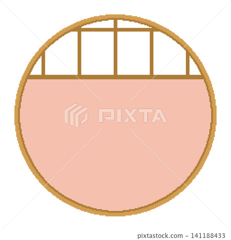 Pixel art pink round shoji screen frame 141188433