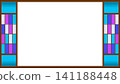 像素藝術大正浪漫邊框藍色 141188448