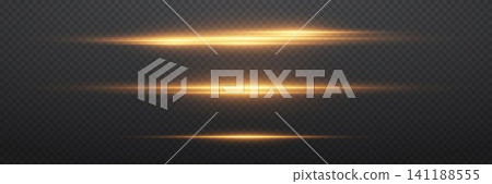 Golden light lines creating a vibrant special effect on a dark transparent background 141188555