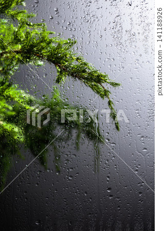 Raindrops trickle down the glass. Raindrops trickle down the glass. 141188926