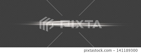 Horizontal white light streak illuminating transparent background 141189300