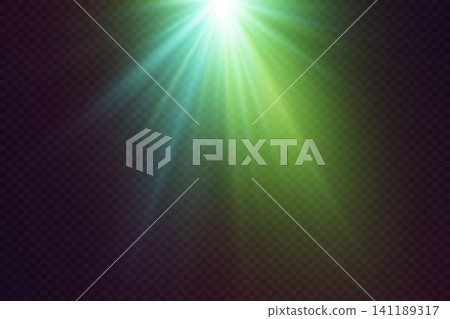 Bright light rays shining down, creating glowing flare effect on transparent background Bright light rays shining down, creating glowing flare effect on transparent background 141189317