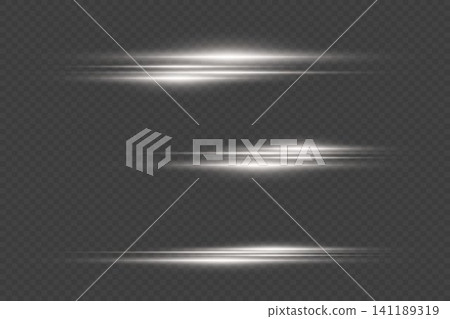 Abstract white horizontal light rays creating dynamic glowing line effect Abstract white horizontal light rays creating dynamic glowing line effect 141189319