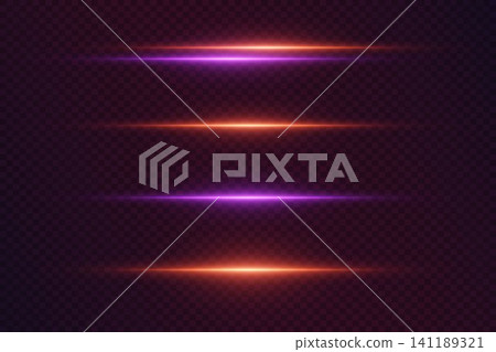 Four horizontal light lines generating a colorful abstract transparent digital background 141189321