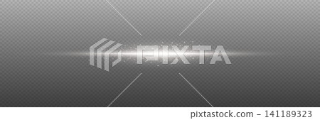 Horizontal white light streak creating a sparkling glow effect on transparent background Horizontal white light streak creating a sparkling glow effect on transparent background 141189323