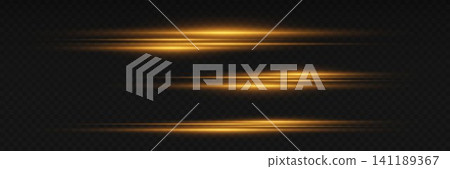 Golden horizontal light lines creating a vibrant visual effect Golden horizontal light lines creating a vibrant visual effect 141189367