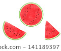 Watercolor illustration of cut watermelon 141189397