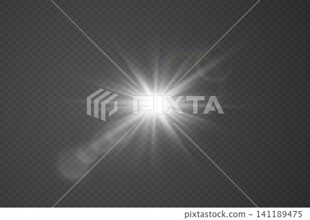 Glowing light effect with starburst and lens flare on a transparent background Glowing light effect with starburst and lens flare on a transparent background 141189475