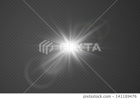 Bright sunburst effect creating a glowing optical flare Bright sunburst effect creating a glowing optical flare 141189476