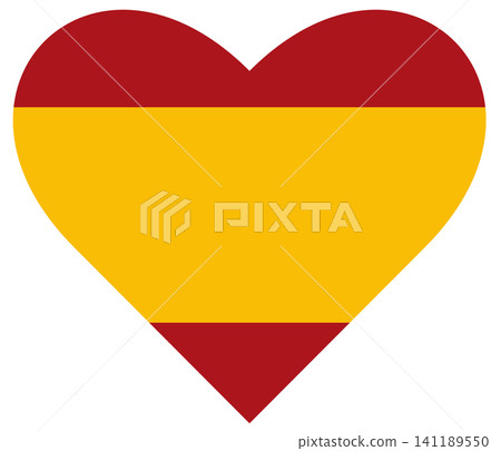 Spain civil flag in heart shape isolated. Civil flag of Spain in heart, love symbol. Spain civil flag in heart shape isolated. Civil flag of Spain in heart, love symbol. 141189550