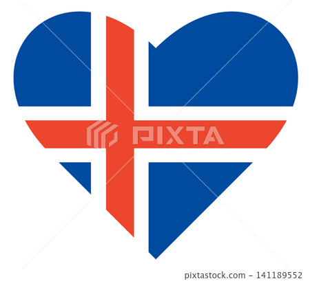 Flag of Iceland in heart shape isolated. Flag of Iceland in heart shape isolated. 141189552