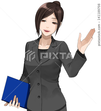 身著西裝的女士指路的插圖(01) 身著西裝的女士指路的插圖(01) 141189708