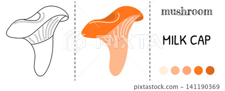 Autumn coloring fall kawaii book with flat mushroom vector outline. Drawing for relaxing activity organic fungus icon set. Isolated page features whimsical fantasy illustration. Autumn coloring fall kawaii book with flat mushroom vector outline. Drawing for relaxing activity organic fungus icon set. Isolated page features whimsical fantasy illustration. 141190369