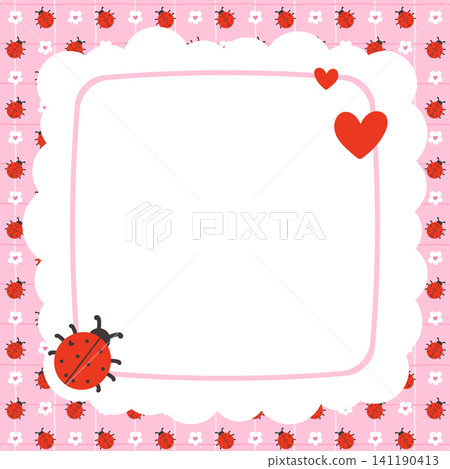 Kid ladybug memo note on a school background with a cute heart frame for a planner or notebook. This child notice and love diary card template page features kawaii weekly daily label pink edge. Kid ladybug memo note on a school background with a cute heart frame for a planner or notebook. This child notice and love diary card template page features kawaii weekly daily label pink edge. 141190413