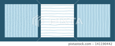 Gingham blue line stripes set with baby watercolor pattern. Stripe wave check cloth seamless vertical water and cute curly. Childish textile designs for kids or girl through vector. Gingham blue line stripes set with baby watercolor pattern. Stripe wave check cloth seamless vertical water and cute curly. Childish textile designs for kids or girl through vector. 141190442