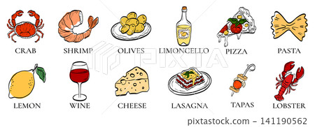 Summer vector lemon lobster wine pasta stamp mediterranean limoncello. Italy tomatoes stripe pizza postcard greek logo cheese shrimp. Post crab mail holiday drawn capri composition features. Summer vector lemon lobster wine pasta stamp mediterranean limoncello. Italy tomatoes stripe pizza postcard greek logo cheese shrimp. Post crab mail holiday drawn capri composition features. 141190562