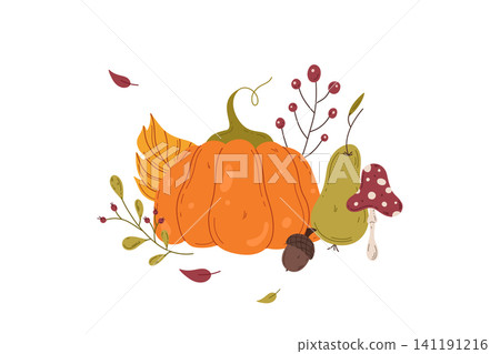 Hand drawn autumn botanical illustration Hand drawn autumn botanical illustration 141191216