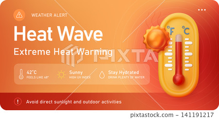 Extreme Heat Warning Weather Alert Banner Extreme Heat Warning Weather Alert Banner 141191217