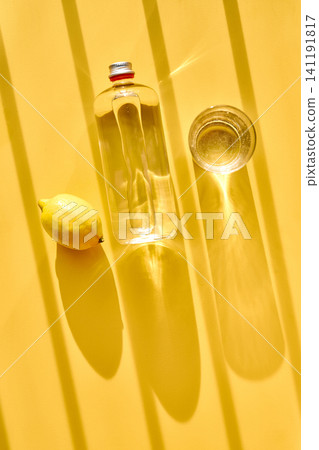 Water bottle glass and lemon for hydration Water bottle glass and lemon for hydration 141191817