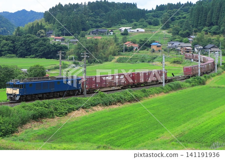一列由EF64-1049型機車牽引的貨運列車，強勁地駛過白眉線上的一個大彎道。 （拍攝於2026年6月19日） 141191936