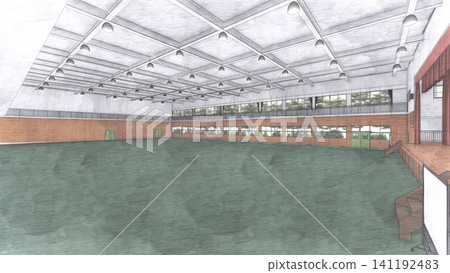 這是學校體育館在被改造成疏散中心之前的三維示意圖,展示了其寬敞的室內空間,並作為防災減災措施發揮作用。 這是學校體育館在被改造成疏散中心之前的三維示意圖,展示了其寬敞的室內空間,並作為防災減災措施發揮作用。 141192483