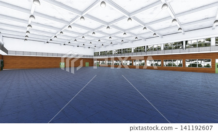 A 3D illustration of a school gymnasium before it was set up as an evacuation center, showcasing its large indoor space and serving as a disaster prevention and response measure. A 3D illustration of a school gymnasium before it was set up as an evacuation center, showcasing its large indoor space and serving as a disaster prevention and response measure. 141192607
