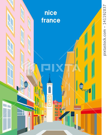 Nice, the old town (vieille ville), France, streetscape. Nice, the old town (vieille ville), France, streetscape. 141192837