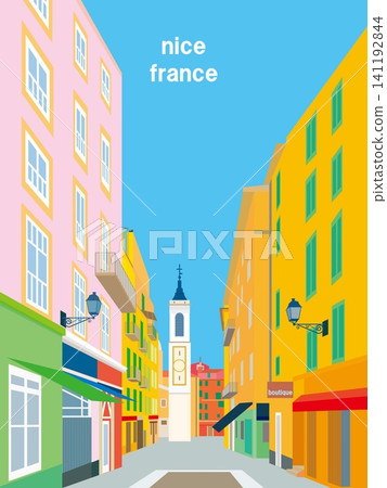Nice, the old town (vieille ville), France, streetscape. Nice, the old town (vieille ville), France, streetscape. 141192844