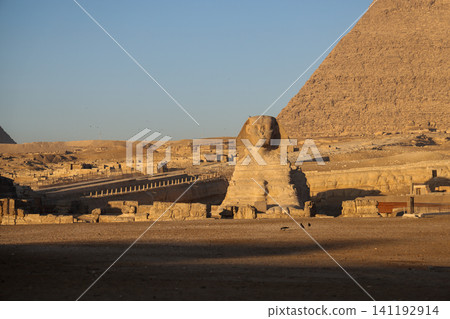 The Great Pyramid of Giza in Egypt and the blue sky The Great Pyramid of Giza in Egypt and the blue sky 141192914