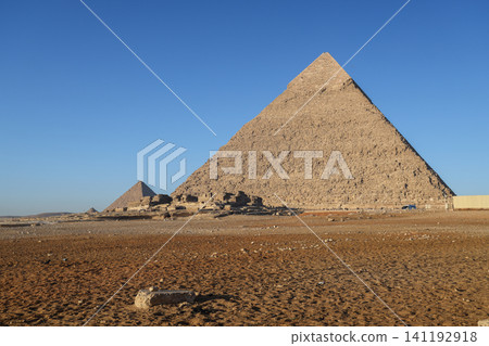 The Great Pyramid of Giza in Egypt and the blue sky The Great Pyramid of Giza in Egypt and the blue sky 141192918
