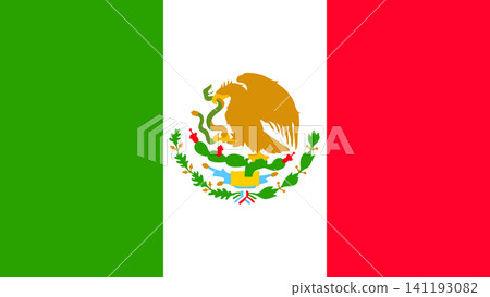 Mexico National Flag Vector Illustration with Official Colors Mexico National Flag Vector Illustration with Official Colors 141193082