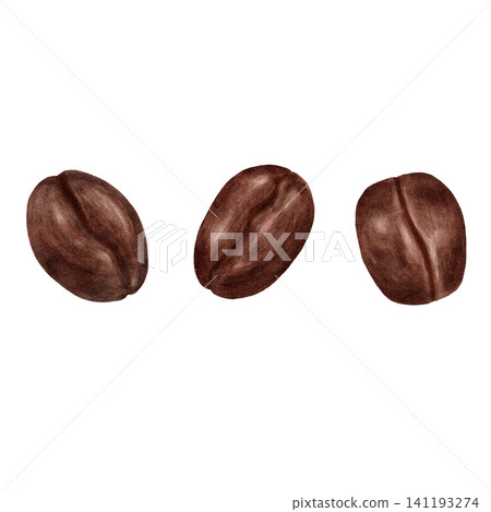 Watercolor paintings of coffee beans (three types) Watercolor paintings of coffee beans (three types) 141193274