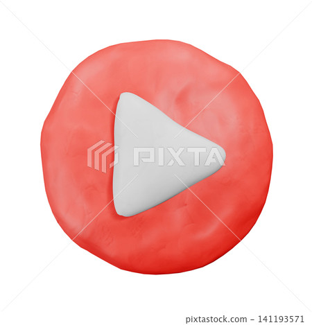 一個用黏土製作的圓形播放圖示的3DCG圖像。一個可愛的視訊播放按鈕圖示。 一個用黏土製作的圓形播放圖示的3DCG圖像。一個可愛的視訊播放按鈕圖示。 141193571