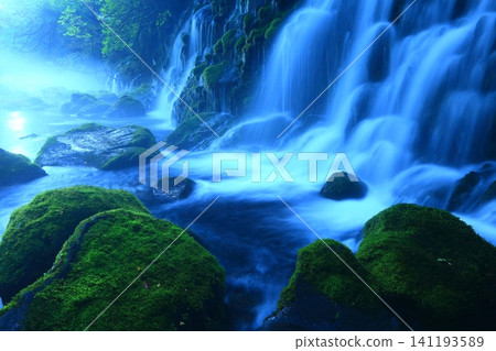 苔蘚岩石和河流 141193589