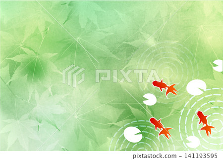 A refreshing summer Japanese-style background featuring fresh greenery and goldfish. A refreshing summer Japanese-style background featuring fresh greenery and goldfish. 141193595