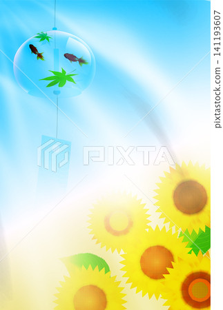 夏日景色,有風鈴和向日葵 夏日景色,有風鈴和向日葵 141193607