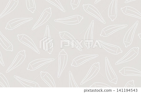 Okra line drawing pattern (white x gray) Okra line drawing pattern (white x gray) 141194543