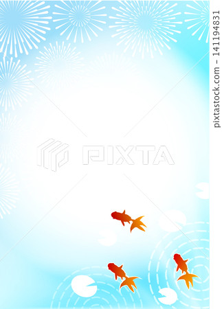 A refreshing summer background featuring goldfish and fireworks. A refreshing summer background featuring goldfish and fireworks. 141194831
