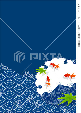 日式設計,圖案包括波浪紋、金魚和秋葉。 日式設計,圖案包括波浪紋、金魚和秋葉。 141194837