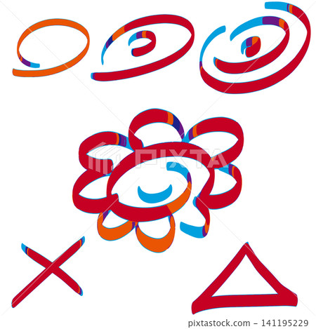 Hand-drawn Hanamaru set. Red Hand-drawn Hanamaru set. Red 141195229