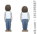 Hand-drawn illustrations of the backs of people with good and bad posture. 141195687