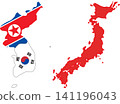 South Korea with Japan map with flag. 141196043