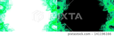Green smoke frame, glowing smoke, transparent background material. Green smoke frame, glowing smoke, transparent background material. 141196166
