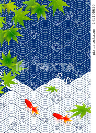 日式背景設計,以金魚和秋葉為主題。 日式背景設計,以金魚和秋葉為主題。 141196636