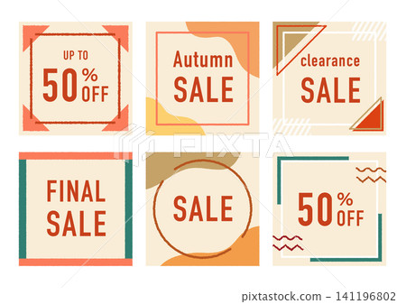 Sales banner and social media post template set (autumn colors) Sales banner and social media post template set (autumn colors) 141196802