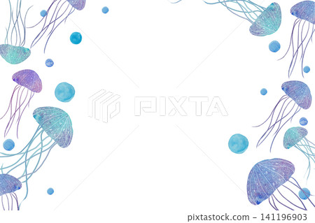清涼的水母夏季背景插圖 清涼的水母夏季背景插圖 141196903