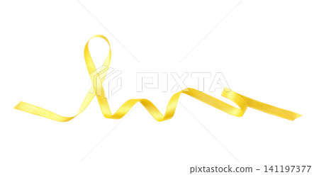 Yellow ribbon on white for awareness, isolated on white, PNG Yellow ribbon on white for awareness, isolated on white, PNG 141197377