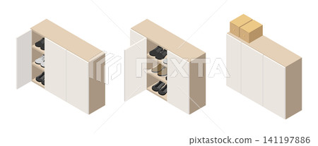Illustration of a stylish office shoe locker with a door. Illustration of a stylish office shoe locker with a door. 141197886