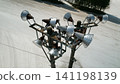 Night lighting installed on a snowy mountain 141198139